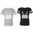 thumbnail image 1 of Papa Mama Buck Matching Couple Cotton Jerseys (Men Heather / Women Black) (Men XXL / Women XXL), 1 of 3