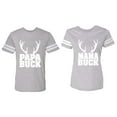 thumbnail image 1 of Papa Mama Buck Matching Couple Cotton Jerseys (Men Heather / Women Heather) (Men M / Women M), 1 of 3