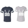 thumbnail image 1 of Papa Mama Buck Matching Couple Cotton Jerseys (Men Navy / Women Heather) (Men XXL / Women XL), 1 of 3