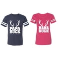 thumbnail image 1 of Papa Mama Buck Matching Couple Cotton Jerseys (Men Navy / Women Pink) (Men XXL / Women L), 1 of 3