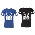 thumbnail image 1 of Papa Mama Buck Matching Couple Cotton Jerseys (Men Royal / Women Black) (Men S / Women S), 1 of 3