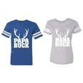 thumbnail image 1 of Papa Mama Buck Matching Couple Cotton Jerseys (Men Royal / Women Heather) (Men S / Women L), 1 of 3