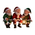 thumbnail image 1 of Papa Noel De Navidad Muñeco Set of Three Sitting Santa Claus Figurines Christmas Holiday Resin Ornaments with Lantern as show One Size, 1 of 4