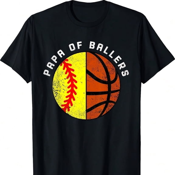 Papa Of Ballers Funny ftball Basketball Papa T-Shirtsummer Outfits For Wo