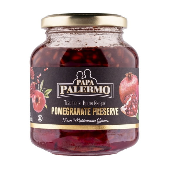 Papa Palermo Pomagranate Preserve, 13.10 oz, Glass Jar, Gourmet Taste