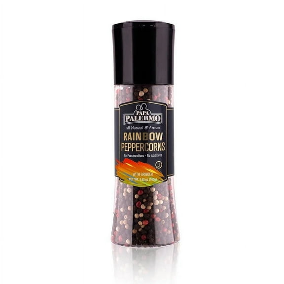 Papa Palermo Rainbow Peppercorn with Grinder, Kosher, All Natural, No Additives