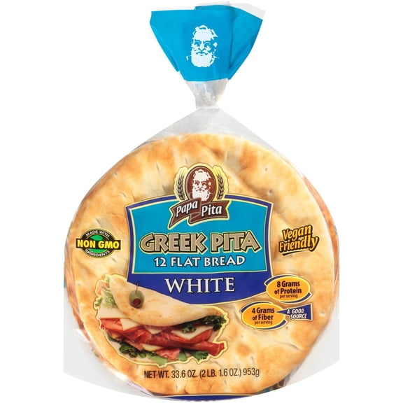 Papa Pita Greek Style Pita White Flat Bread 12 ea