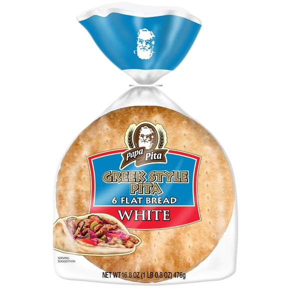 Papa Pita White Greek Pita Flat Bread, Shelf-Stable, 16.8 Ounce Package