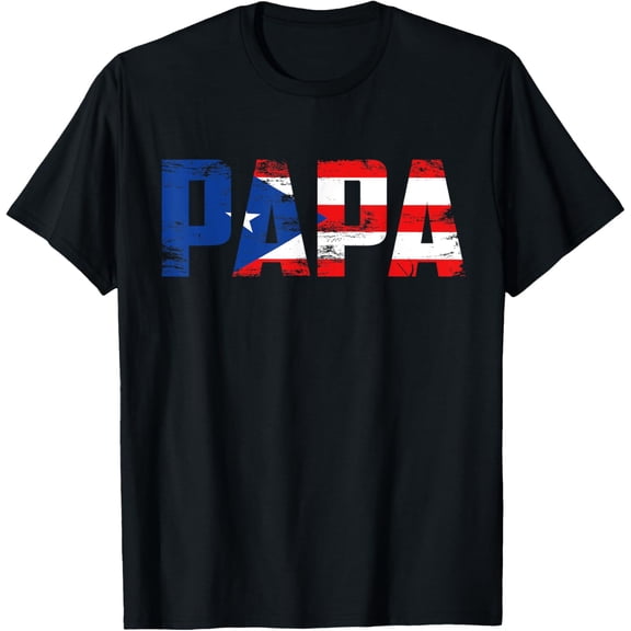 Papa Puerto Rico Flag Pride Fathers Day Puerto Rican Men T-ShirtMen and women, Black T-shirt, size: Extra large