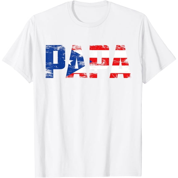 Papa Puerto Rico Flag Pride Fathers Day Puerto Rican Men T-ShirtMen and women, White T-shirt, size: Extra large