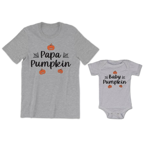 Papa Pumpkin Men’s T-Shirt Baby Pumpkin Bodysuit Kids Toddler Shirt Halloween Family Matching Daddy Daughter Son Outfits