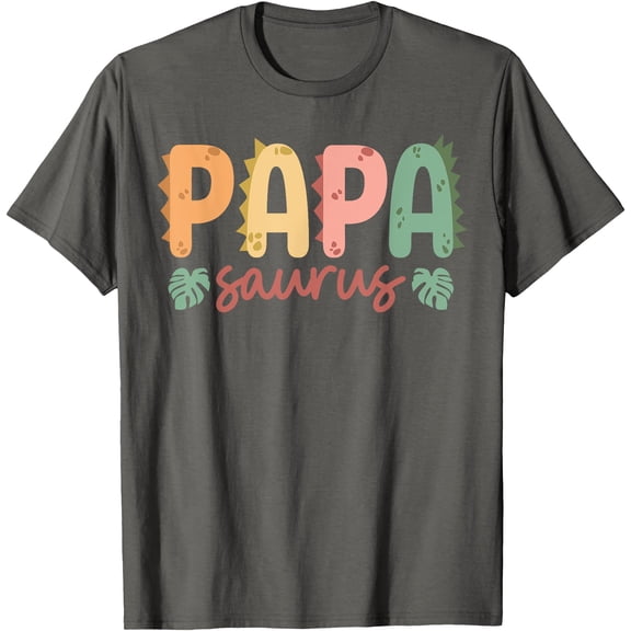 Papa Saurus Dad Dinosaur Birthday Family Matching Unisex T-Shirt for Men Women Kids,Charcoal Color,Size 2T