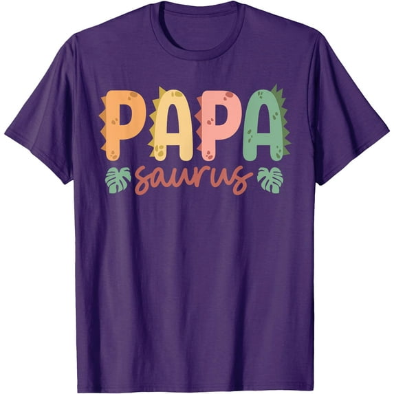 Papa Saurus Dad Dinosaur Birthday Family Matching Unisex T-Shirt for Men Women Kids,Purple Color,Size 3XL