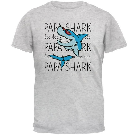 Papa Shark Doo Doo Doo Mens T Shirt Light Heather Grey LG