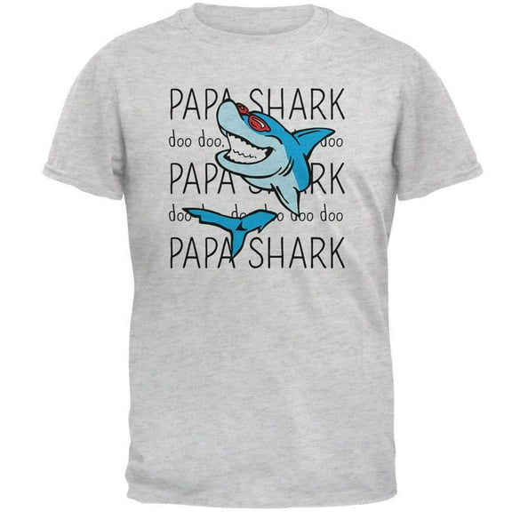 Papa Shark Doo Doo Doo Mens T Shirt Light Heather Grey LG