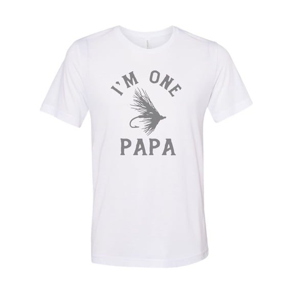 "Papa Shirt, I'm One Fly Papa, Fishing Shirt, Sublimation T, Grandpa Shirt, Fly Fishing Tee, Fly Fishing, Gpa Gift, Gift For Papa, Papa, White, 2XL"