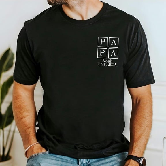 Papa Shirt for New Dad, Simple Dad Est 2025 T-Shirt, First Father’s Day Gift for Dad-to-Be, Men's Tee for Husband, Expecting Dad Gift