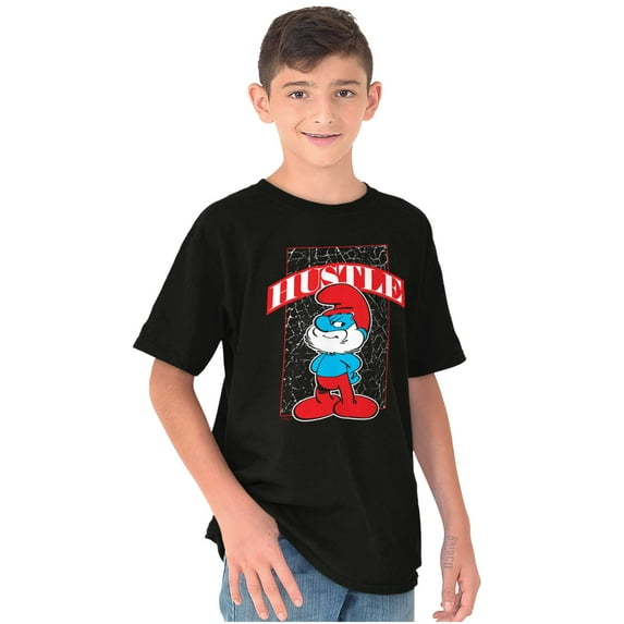 Papa Smurf Cartoon Hustle Attitude Crewneck T Shirts Boy Girl Teen Brisco Brands L