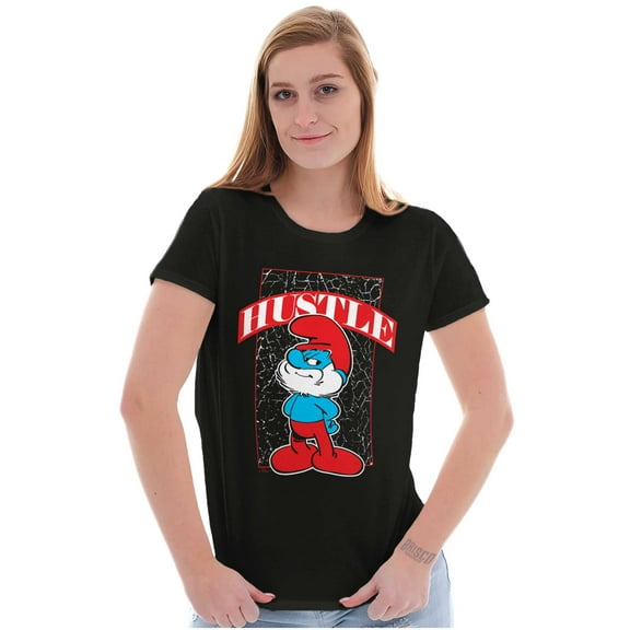 Papa Smurf Cartoon Hustle Attitude Women's T Shirt Ladies Tee Brisco Brands S
