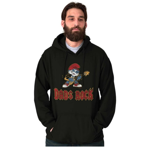 Papa Smurf Dads Rock Musical Father Hoodie Hooded Sweatshirt Men Brisco Brands L