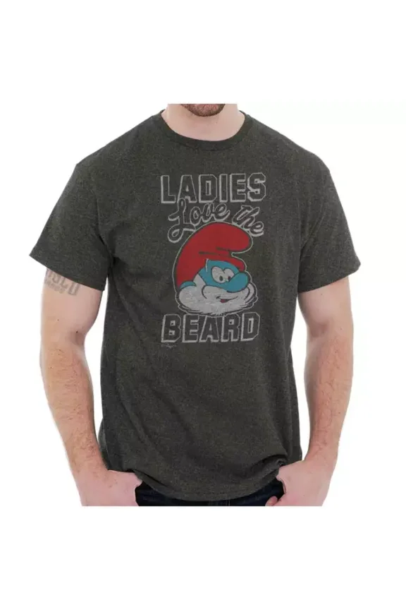 Papa Smurf Ladies Love The Beard Bearded Guy Mens Casual Crewneck T Shirt Unisex S-5XL Hot Trending Shirt, Vintage Birthday Gift