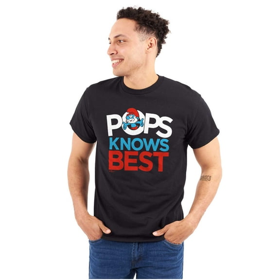 Papa Smurf Pops Knows Best Cool Dad Men's Graphic T Shirt Tees Brisco Brands S