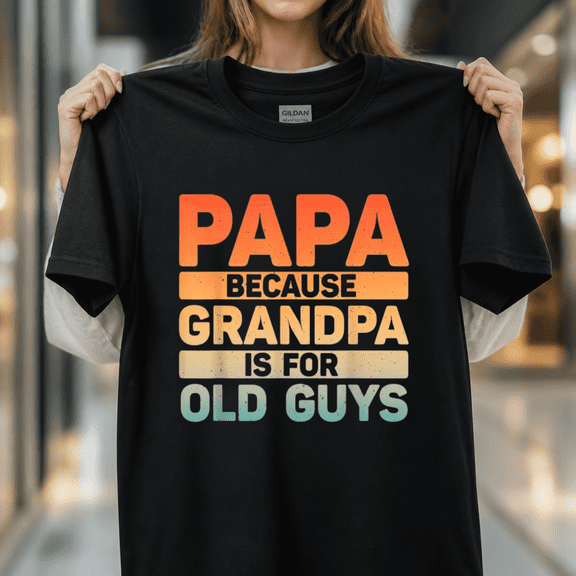 Papa Typography for Grandpa Men from Grandkids Fathers Day Unisex T-Shirt, S - 5XL