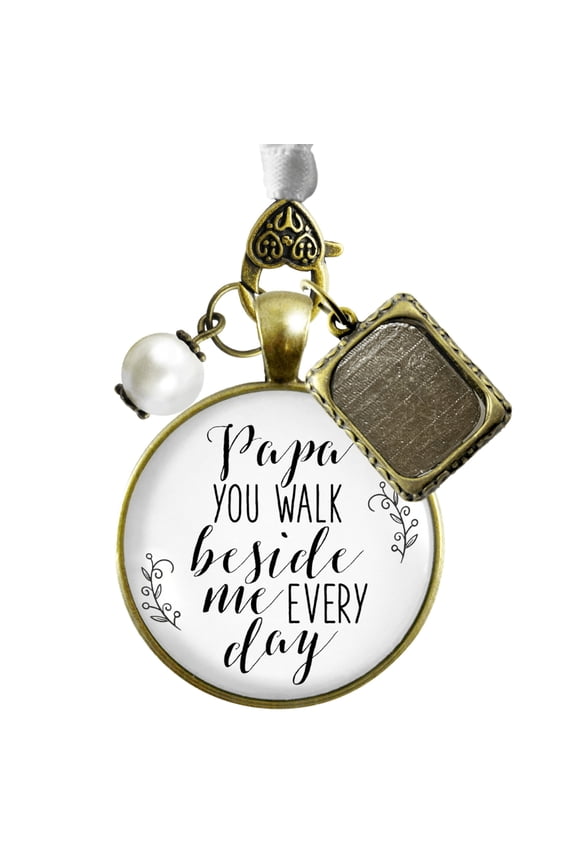 Papa Wedding White Bouquet Charm Grandpa Frame Memorial Grandfather Remember Jewelry