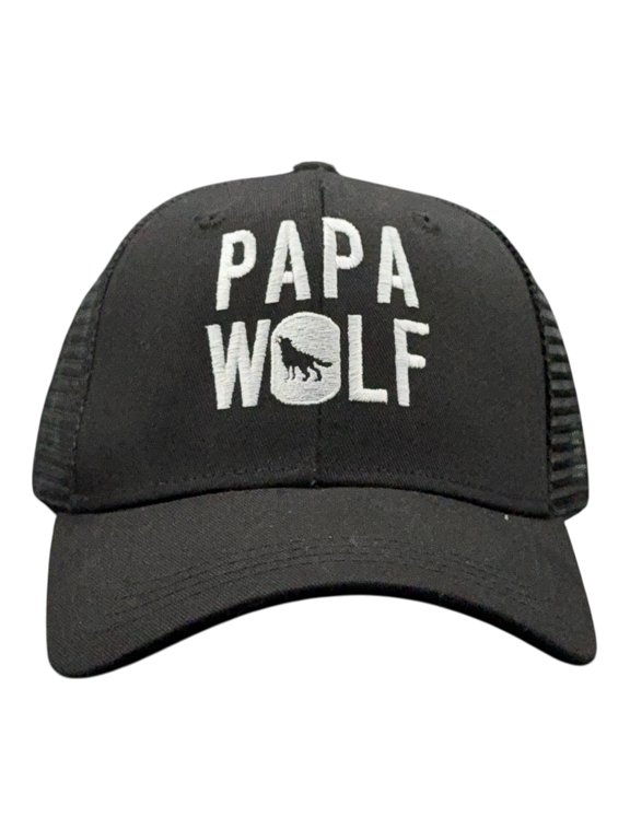 Papa Wolf Hat Funny Sarcastic Father's Day Camping Baseball Cap