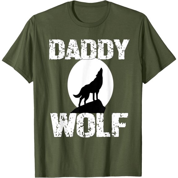 Papa Wolf Mommy Wolf Matching Family Tribe Wolves Moon Father Mother Unisex T-Shirt for Men Women Kids Toddler,Military Green Color,Size YXS