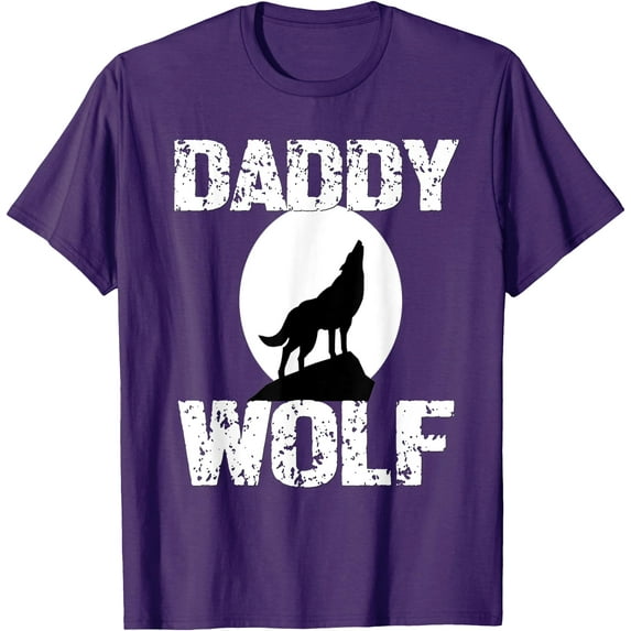 Papa Wolf Mommy Wolf Matching Family Tribe Wolves Moon Father Mother Unisex T-Shirt for Men Women Kids Toddler,Purple Color,Size YXS