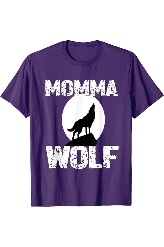 Papa Wolf Mommy Wolf Matching Family Tribe Wolves Moon Father Mother Unisex T-Shirt for Men Women Kids Toddler,Purple Momma Color,Size YXL