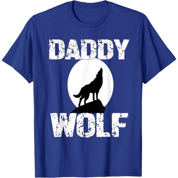 Papa Wolf Mommy Wolf Matching Family Tribe Wolves Moon Father Mother Unisex T-Shirt for Men Women Kids Toddler,Royal Blue Color,Size 3XL