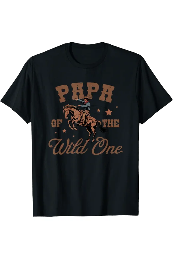 Papa of The Wild One Cowboy Western Rodeo Party Match T-Shirt