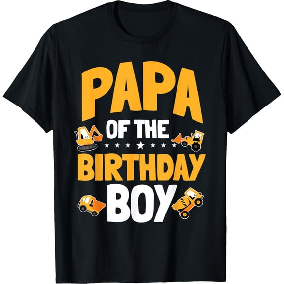 Papa of the Birthday Boy Construction Worker Bday Party T-Shirt100%cotton