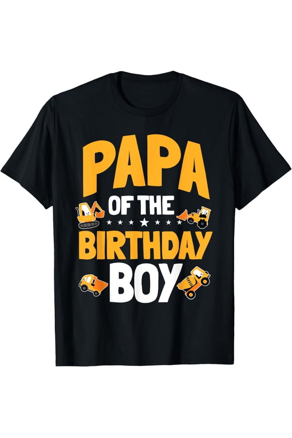 Papa of the Birthday Boy Construction Worker Bday Party T-Shirt