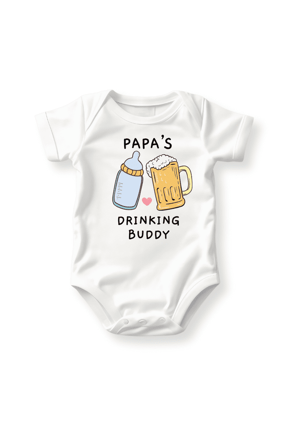 Papa's Drinking Buddy Baby Bodysuit, Newborn Outfit, Baby Clothes, Gift for Children 0-3m White