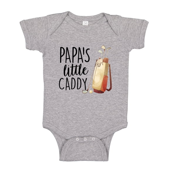 Papa's Little Caddy Baby Bodysuit One Piece 12 mo Athletic Heather