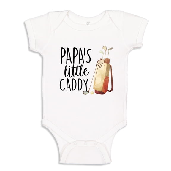 Papa's Little Caddy Baby Bodysuit One Piece 6 mo White