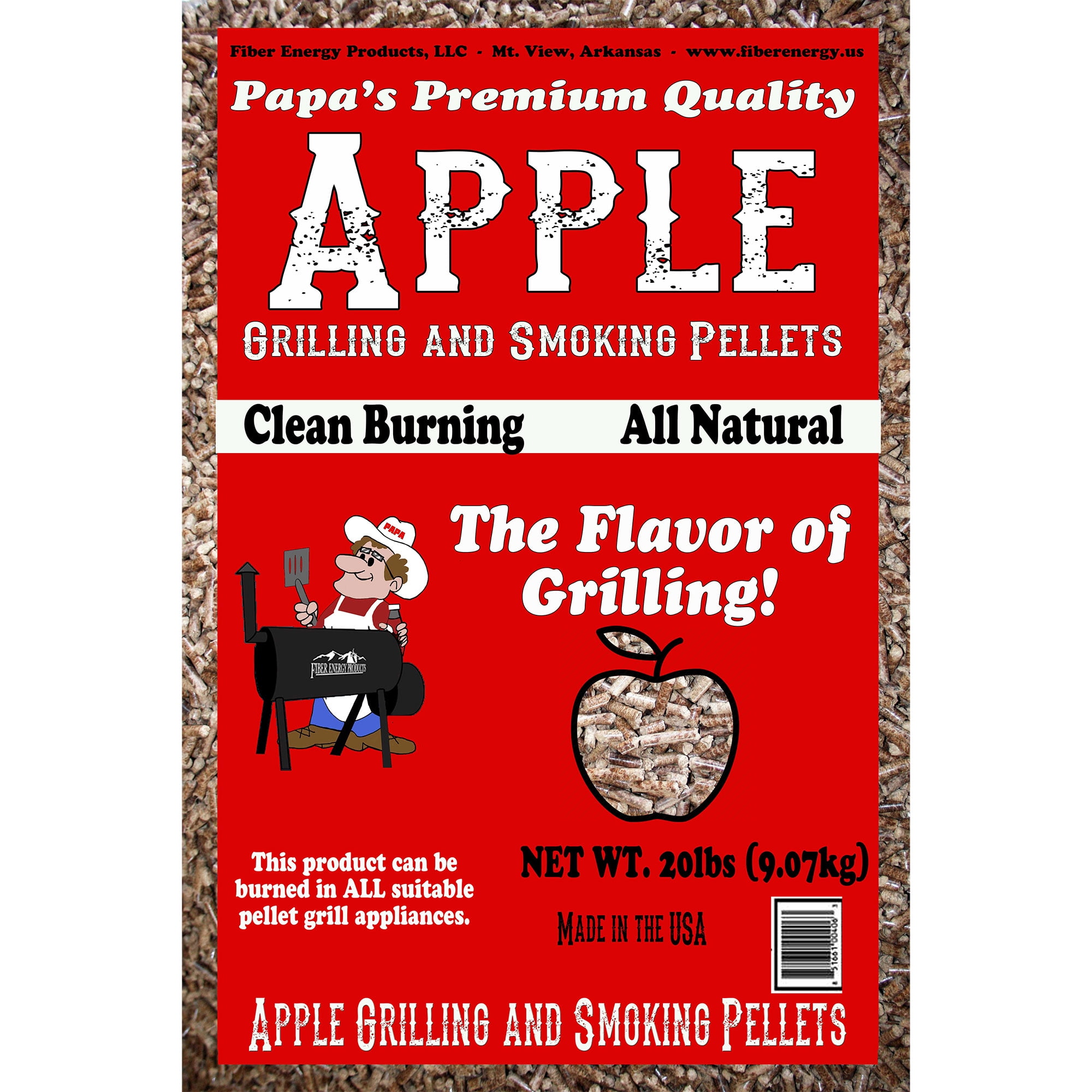 Papa's Premium Apple Wood Grilling Pellets w/ Red & White Oak