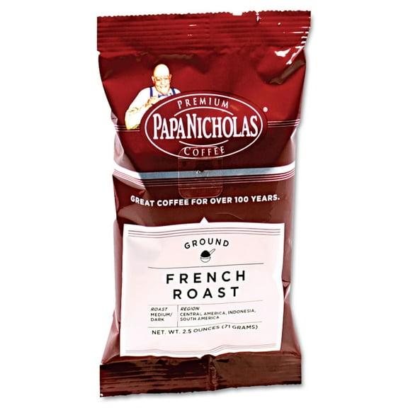 PapaNicholas Coffee French Roast Ground Coffee, 2.5 oz, 18 count -PCO25183