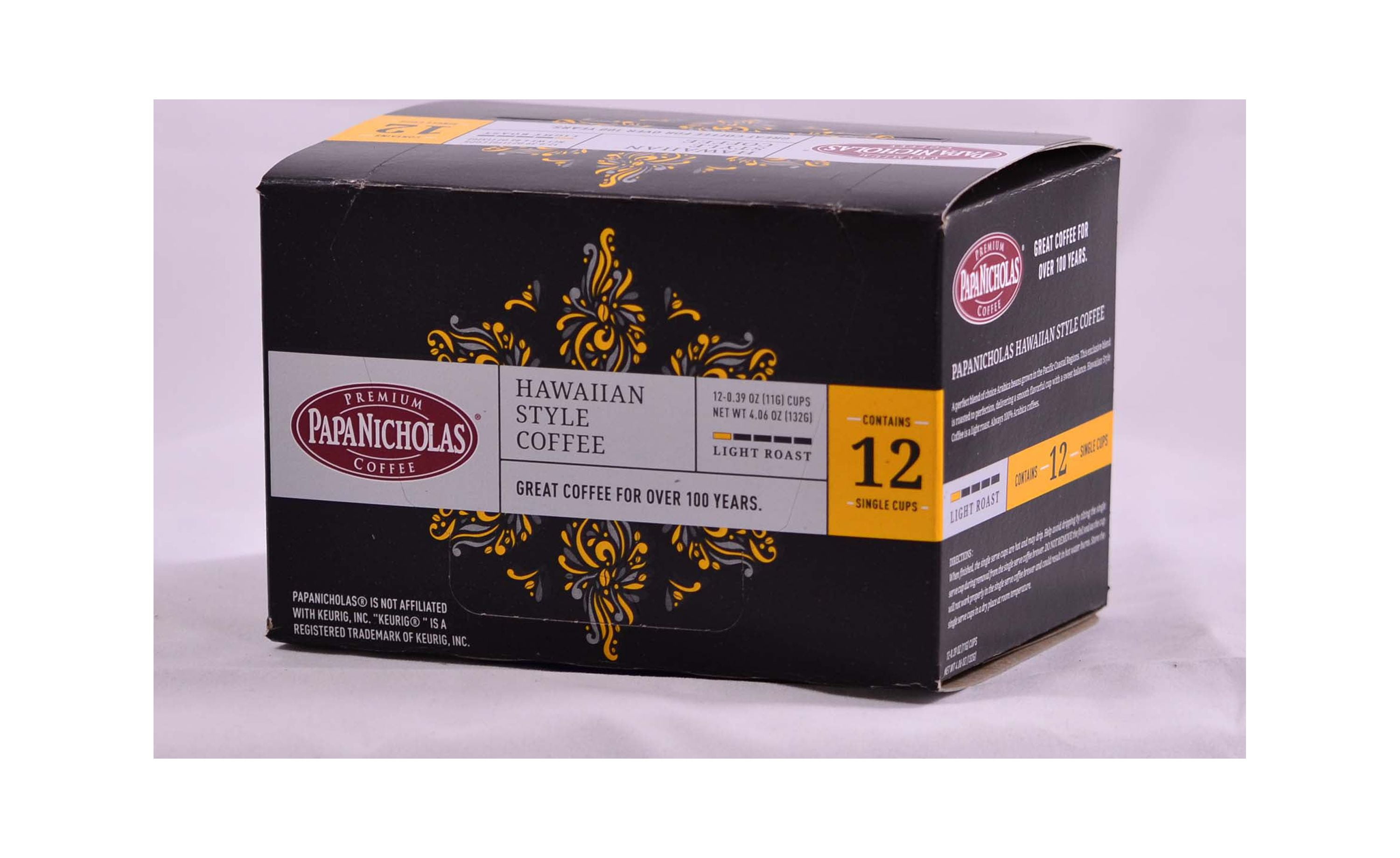 PapaNicholas Coffee Hawaiian Island Blend Single Serve Cups 12ct Box