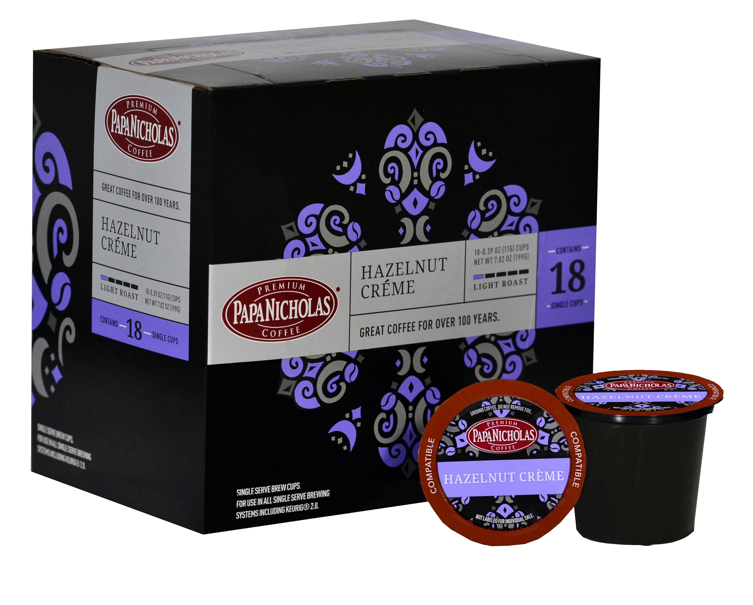 PapaNicholas Coffee Hazelnut Creme Single Serve Cups 18ct Box