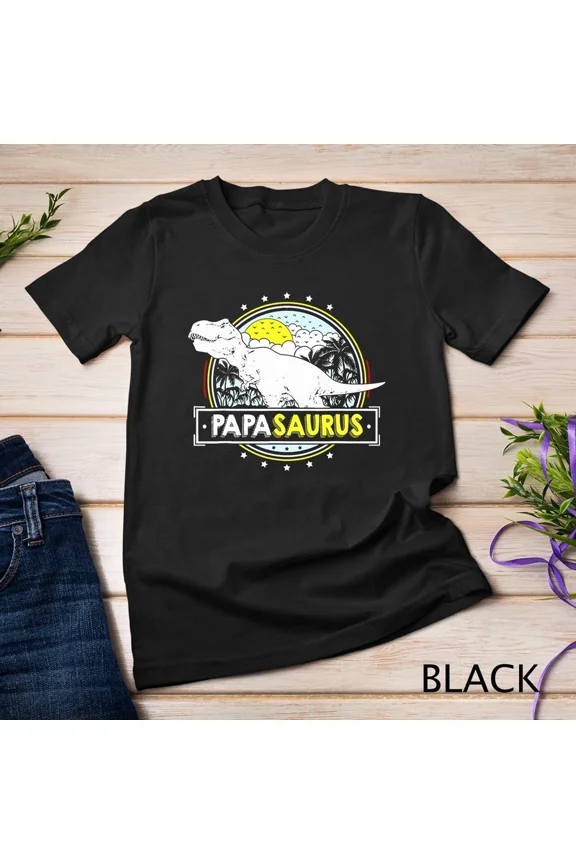PapaSaurus Papa Appreciation From Grandchildren Dinosaur Graphic Tee,for men and women up to 5XL
