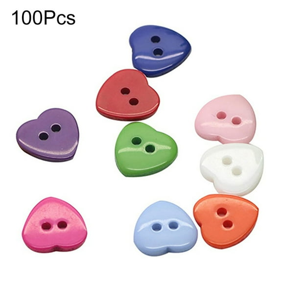Papaba Button,100PCs Heart Mixed Colors Resin Buttons Fit Sewing or Scrapbooking 10mm