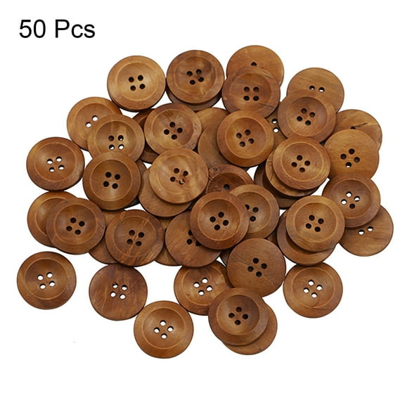 Papaba Buttons,50Pcs Buttons 4 Holes Wooden Cloth Ornaments Round Decorative Button for Bag