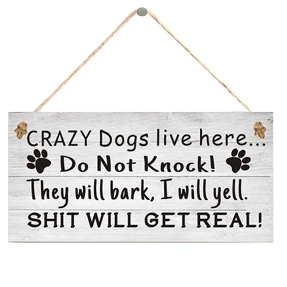Papaba Christmas Pendant,Crazy Dogs Live Here Sign Christmas Wooden Pendant Hanging Board Home Decor