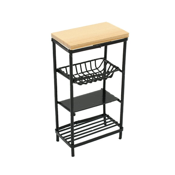 Papaba Mini Kitchen Side Cabinet -Tier Cabinet Organizer with Miniature Accessories, Black