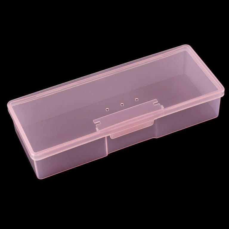 Papaba Nail Art Storage Box,Transparent Nail Supplies Brush Kit Storage Box Plastic Container Organizer Case, Size: One size, Pink