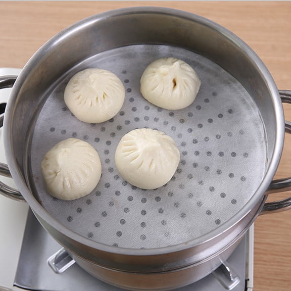 Papaba Steamer Pad,30Pcs Kitchen Disposable Non-stick Steamer Bun Paper Dumplings Pad Cooking Tool